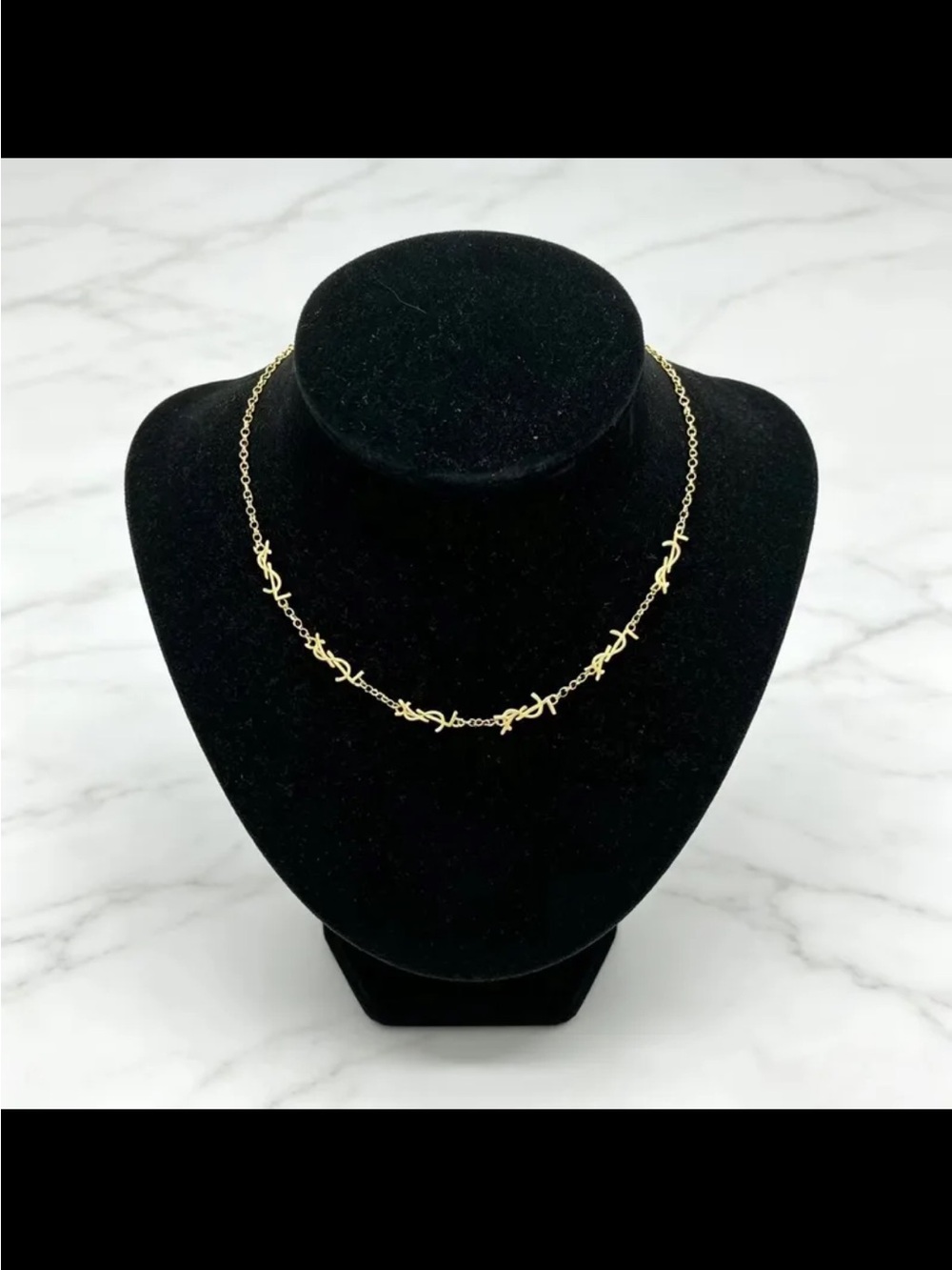 Gold Tone Linked Script Necklace - Women Jewelry